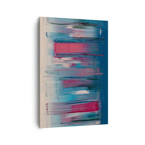 Obraz na plátne - Vertikálna kompozícia v modrej a červenej - 70x100 cm