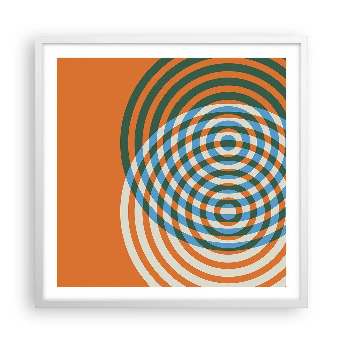 Plagát v bielom ráme - Abstraktná kruhová variácia - 60x60 cm