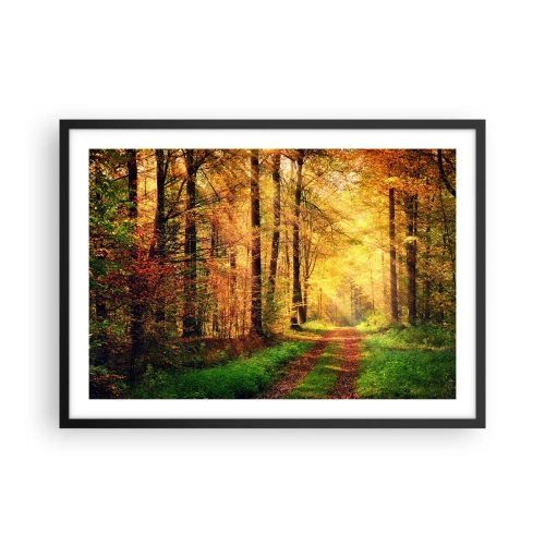 Plagát v čiernom ráme - Lesno-zlaté ticho - 70x50 cm