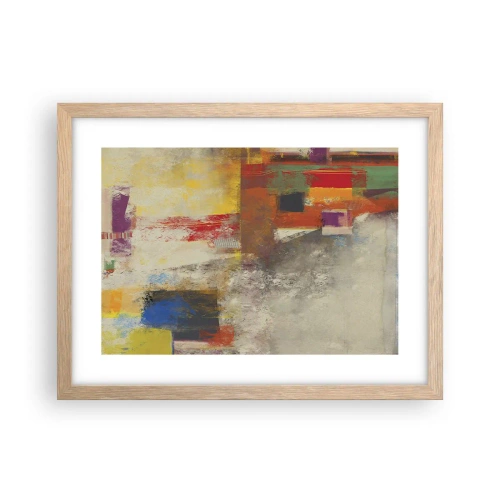 Plagát v ráme zo svetlého duba - Geometria farieb - 40x30 cm