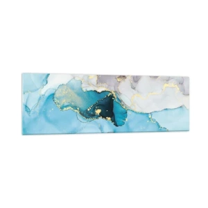 Obraz na skle - Štúdia o stretnutí šedej a tyrkysovej - 160x50 cm