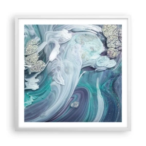 Plagát v bielom ráme - Prúdy modrej - 60x60 cm