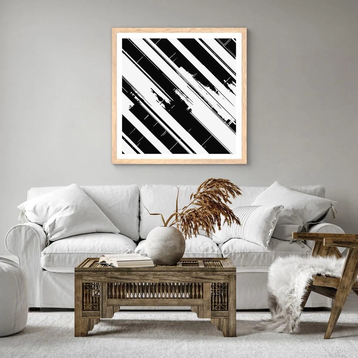 Plagát v ráme zo svetlého duba - Intenzívna a dynamická kompozícia - 60x60 cm