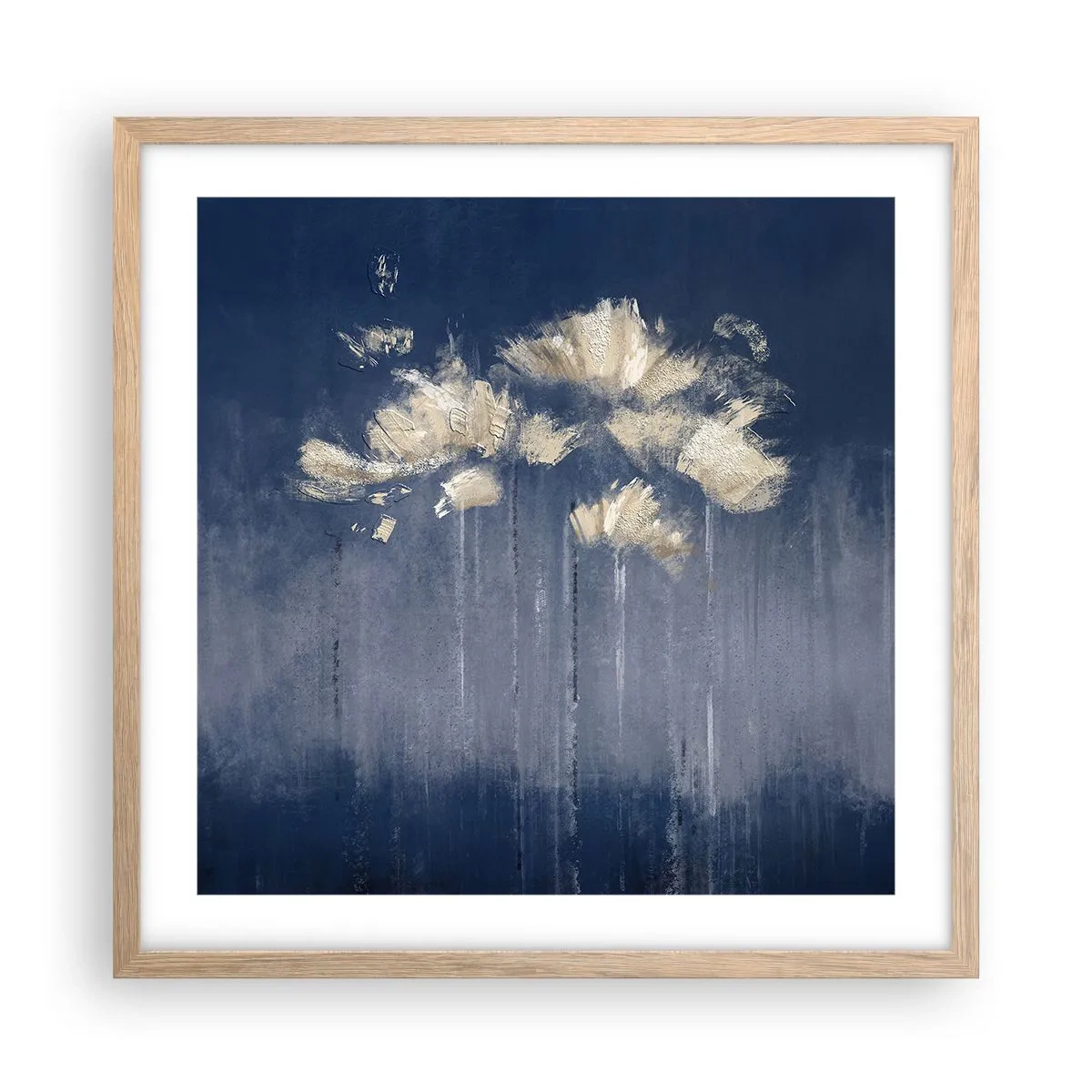 Plagát v ráme zo svetlého duba - Ako okvetné lístky vo vetre - 50x50 cm