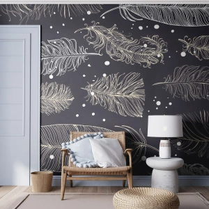 Fototapeta Standard Eco - Čipka s perím - Vtáčie pierko, Grafika, Kus - 450x315 cm