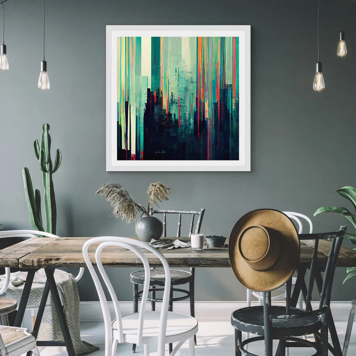 Plagát v bielom ráme - Futuristické mesto - 60x60 cm