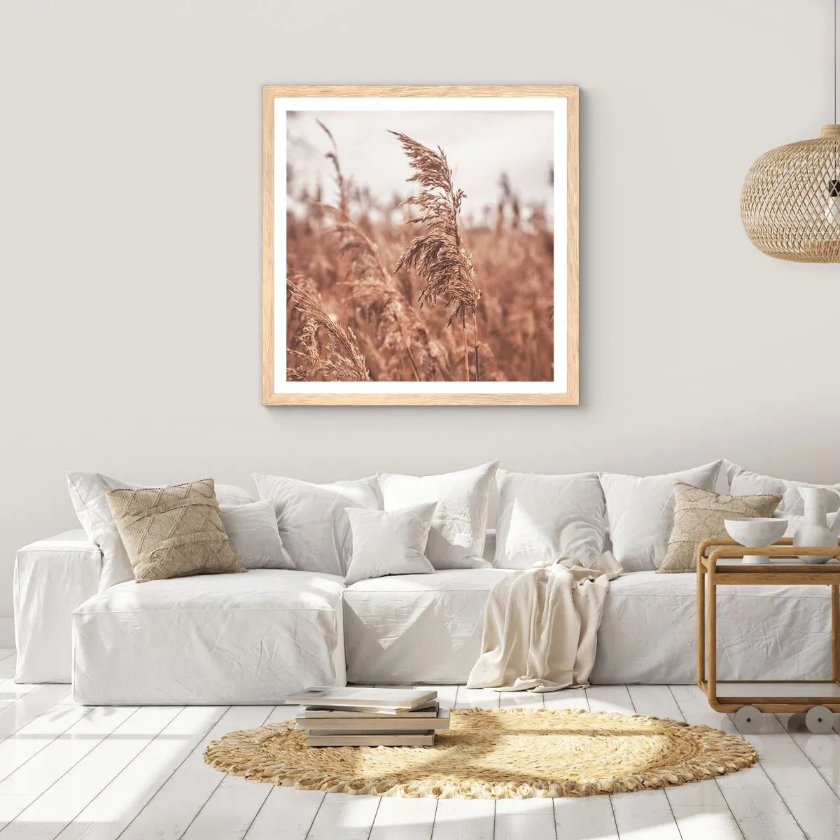 Plagát v ráme zo svetlého duba - Na poliach už je jeseň - 50x50 cm