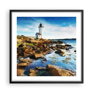 Plagát v čiernom ráme - Vráťte sa šťastne, čakám - 50x50 cm