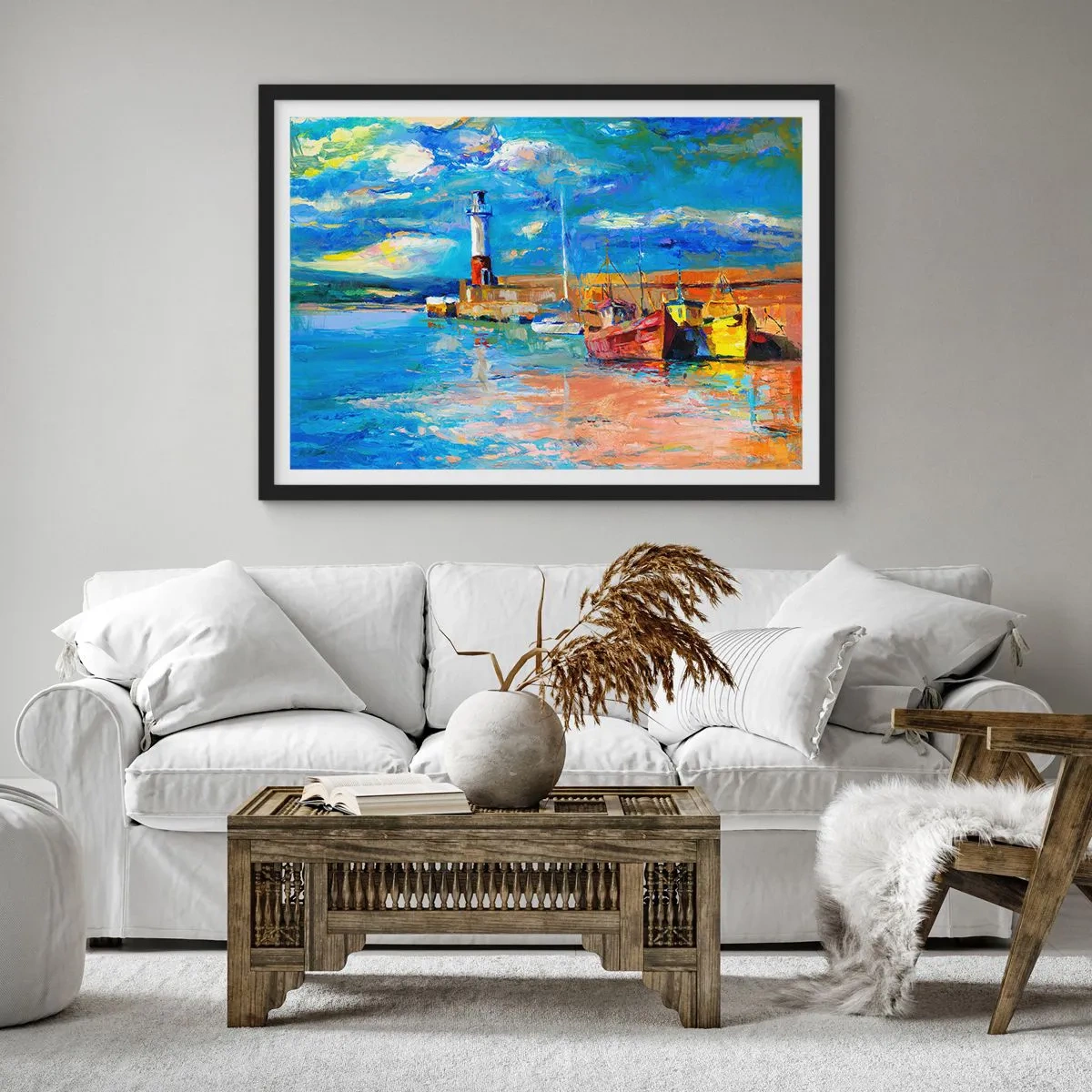 Plagát v čiernom ráme - Popoludní v dúhovom zálive - 70x50 cm