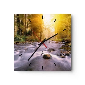 Nástenné hodiny - Malachit v strieborno-zlatej podobe - 40x40 cm