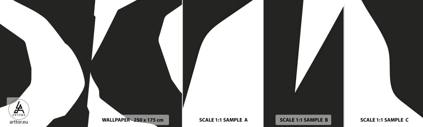 Vzorka samolepiacej fototapety Deluxe Sticker - Positive-negative - Čierna a biela, Abstrakcia, Kus - 100x30 cm