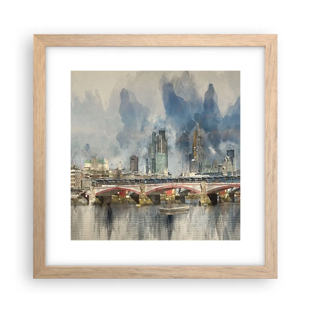 Plagát v ráme zo svetlého duba - Londýn v celej svojej kráse - 30x30 cm