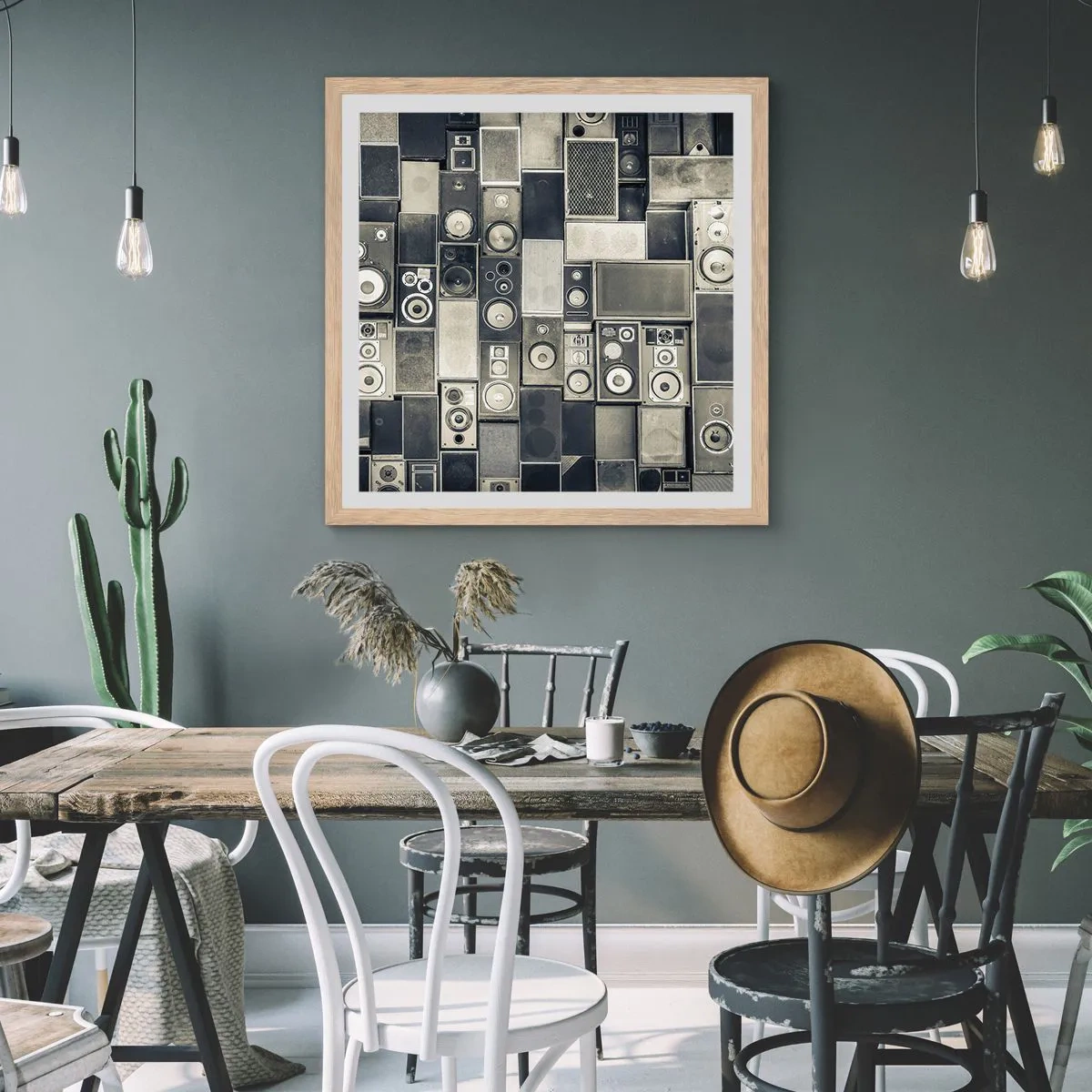 Plagát v ráme zo svetlého duba - A všetko je v pohode - 40x40 cm