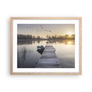 Plagát v ráme zo svetlého duba - Časom sa vrátim - 50x40 cm