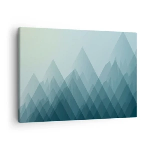 Obraz na plátne - Minimalistická horská grafika v odtieňoch modrej - 70x50cm - Veľká, väčšia, najväčšia - Moderná nástenná dekorácia do obývacej izby a spálne ARTTOR