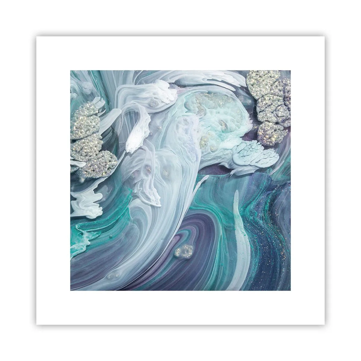 Plagát - Prúdy modrej - 30x30 cm