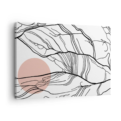 Obraz na plátne - Minimalistické línie s geometrickým akcentom - 70x50cm - V sieti vetvičiek - Moderná nástenná dekorácia do obývacej izby a spálne ARTTOR