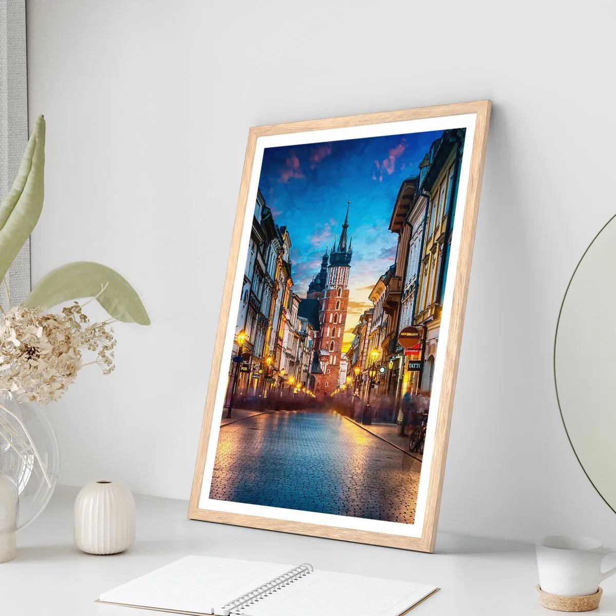 Plagát v ráme zo svetlého duba - Krakovský pôvab - 70x100 cm