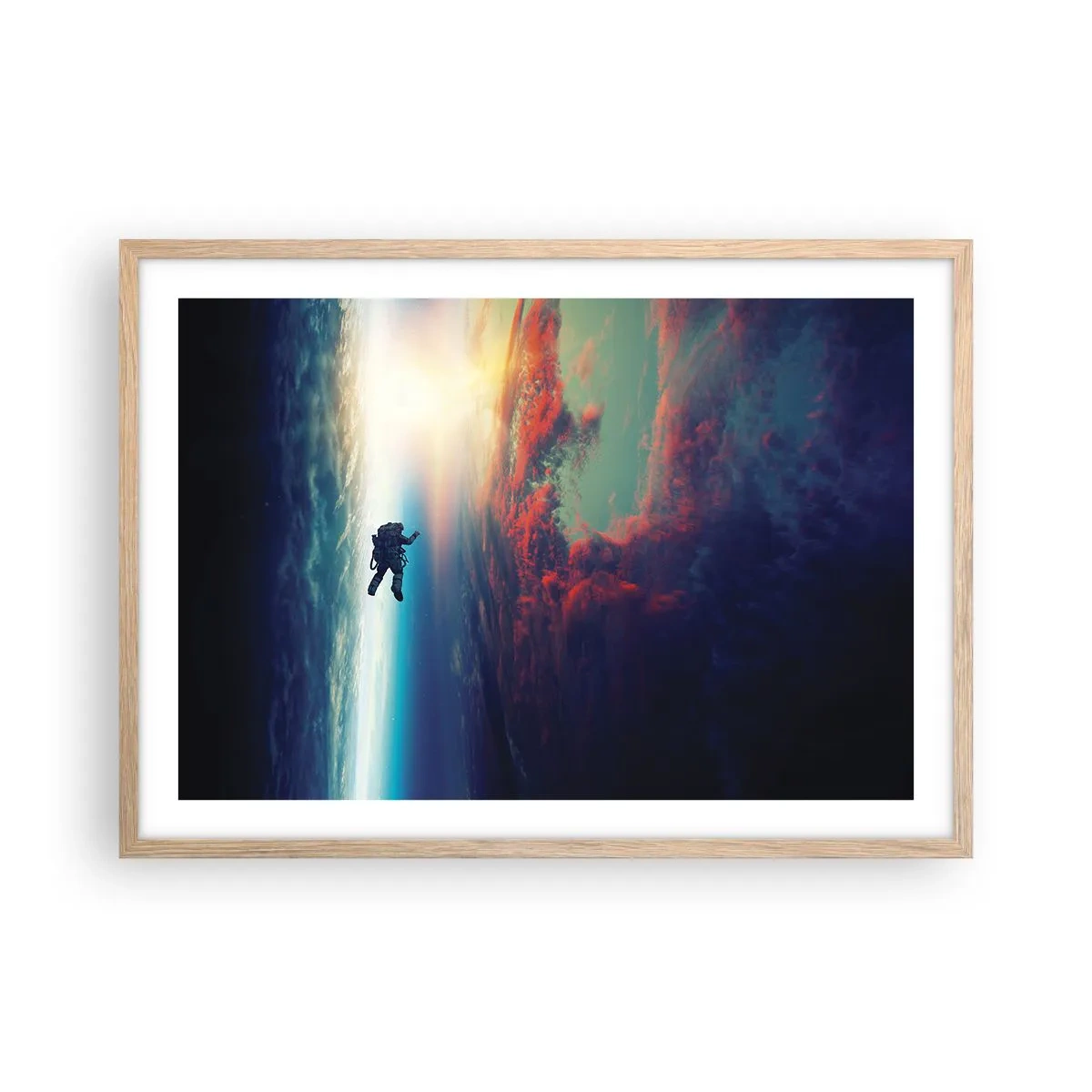 Plagát v ráme zo svetlého duba - Tvárou v tvár vesmíru - 70x50 cm