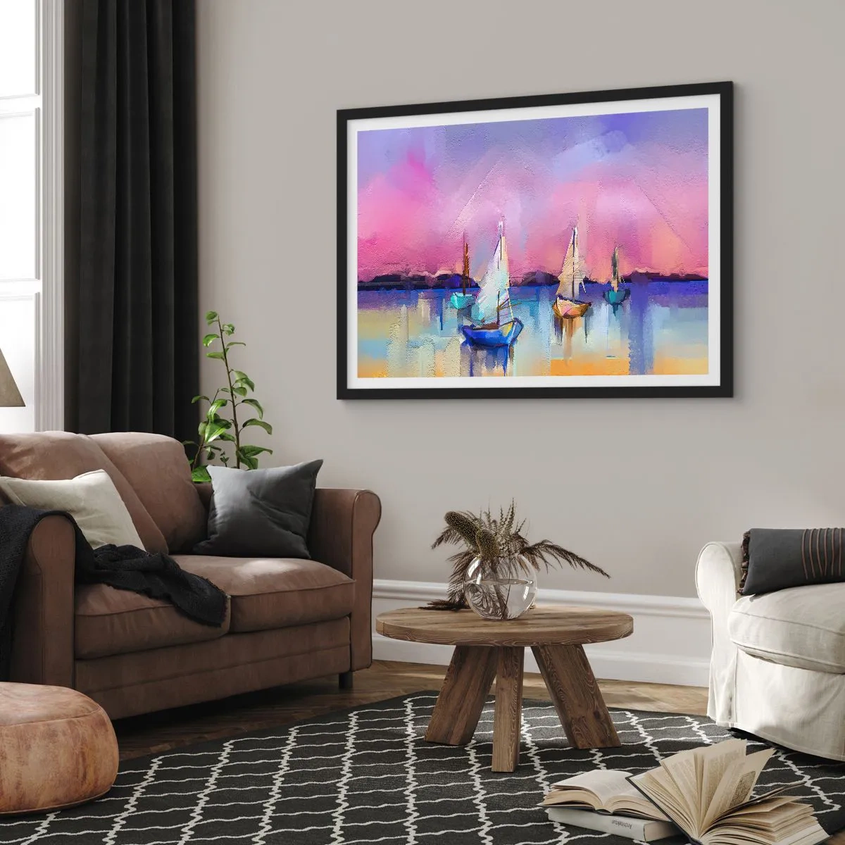 Plagát v čiernom ráme - Smer: široká voda - 70x50 cm
