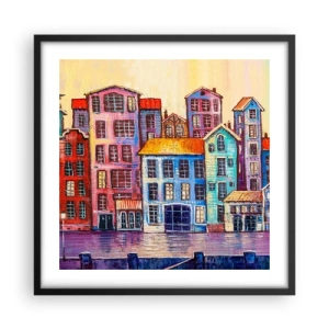 Plagát v čiernom ráme - Mesto ako z rozprávky - 50x50 cm