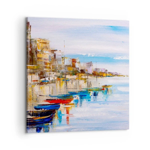 Obraz na plátne - Viacfarebný mestský prístav - 60x60 cm