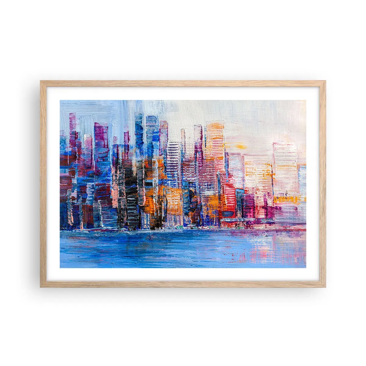 Plagát v ráme zo svetlého duba - Radostná metropola - 70x50 cm