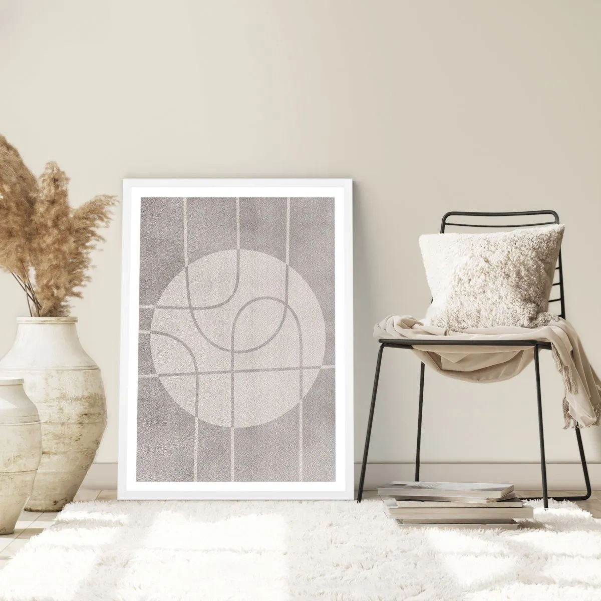 Plagát v bielom ráme - Kruhovo a priamo - 61x91 cm