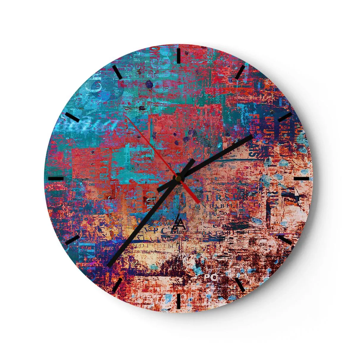 Nástenné hodiny - Abstraktná kompozícia v intenzívnych odtieňoch červenej a modrej. - 30x30cm - Pamäť a zabudnutie - Moderná nástenná dekorácia do obývacej izby, kuchyne a spálne ARTTOR