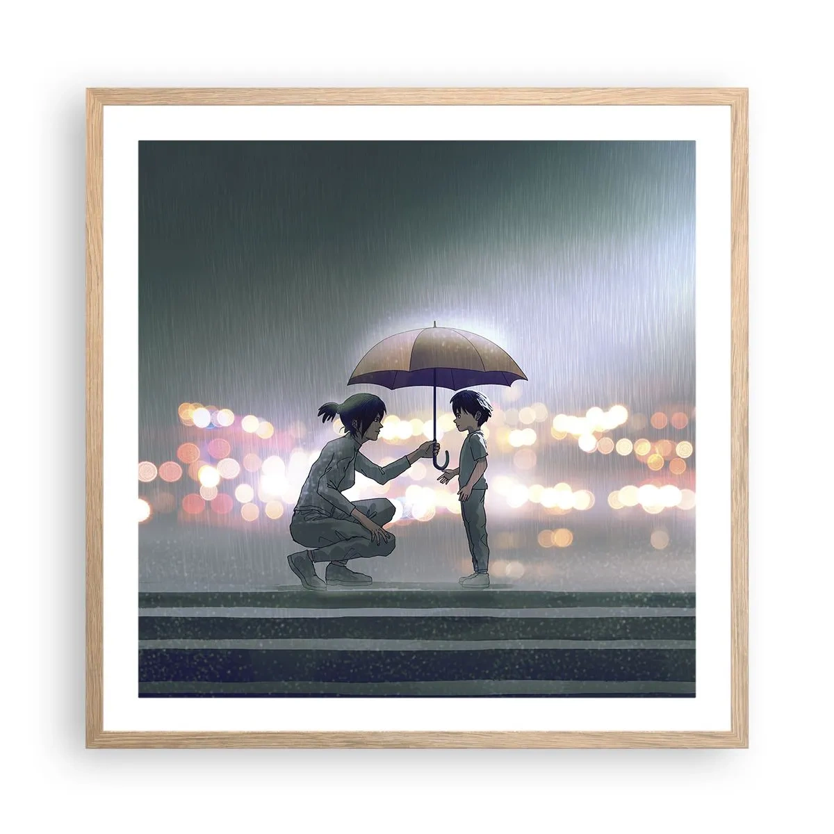 Plagát v ráme zo svetlého duba - A všetko je v poriadku - 60x60 cm