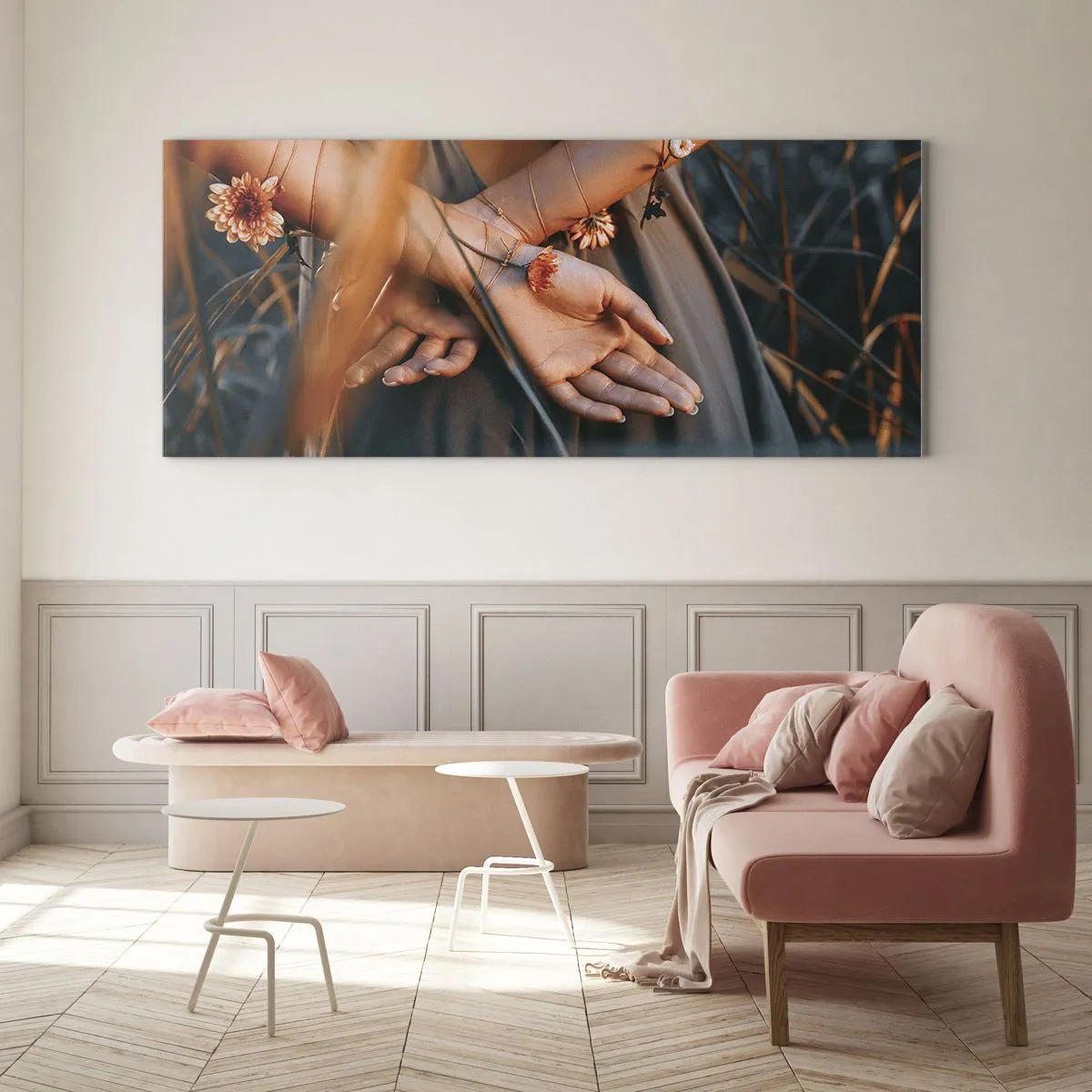 Obraz na skle - Prepojená s prírodou - 140x50 cm