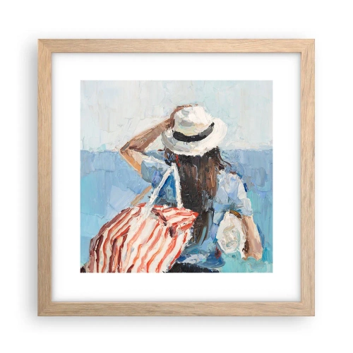 Plagát v ráme zo svetlého duba - Vitaj na dovolenke - 30x30 cm