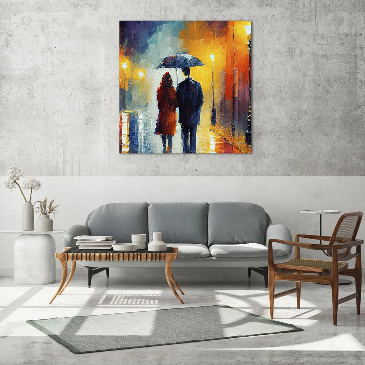 Obraz na skle - Spolu – farebná noc - 40x40 cm