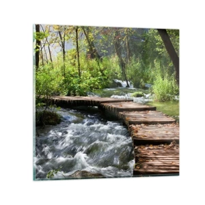 Obraz na skle - Pri spenenom vodopáde - 60x60 cm