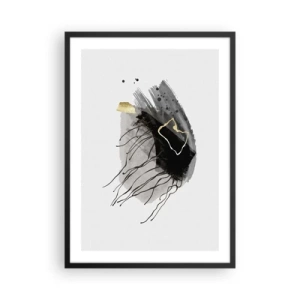 Plagát v čiernom ráme - Abstraktná kompozícia v čiernych, sivých a zlatých farbách. - 50x70cm - V čiernej a zlatej - Moderná nástenná dekorácia do obývacej izby a spálne ARTTOR