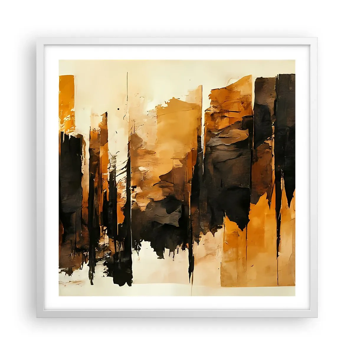 Plagát v bielom ráme - Harmónia čiernej a zlatej - 60x60 cm