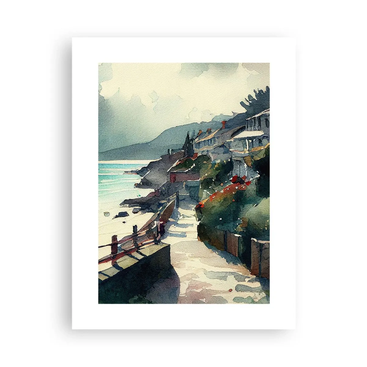 Plagát - Stredomorské mestečko - 30x40 cm