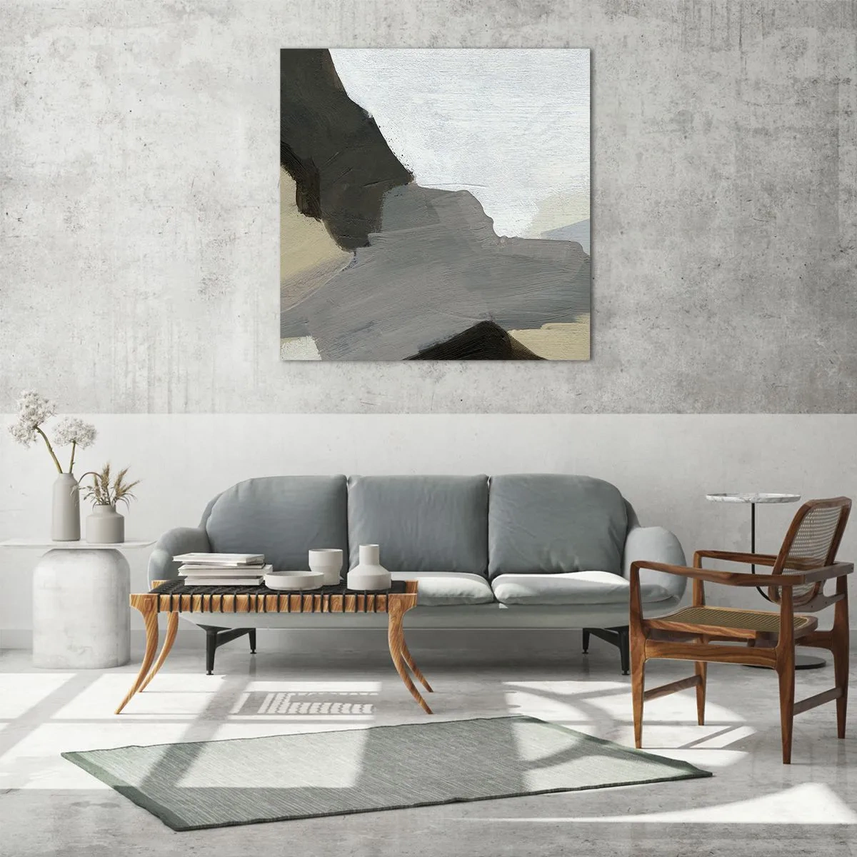 Obraz na skle - Abstrakcia: križovatka šedej - 50x50 cm