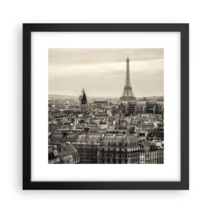 Plagát v čiernom ráme - Nad strechami Paríža - 30x30 cm