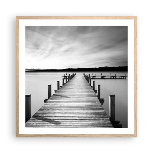 Plagát v ráme zo svetlého duba - Pri napájadle – pokoji - 60x60 cm
