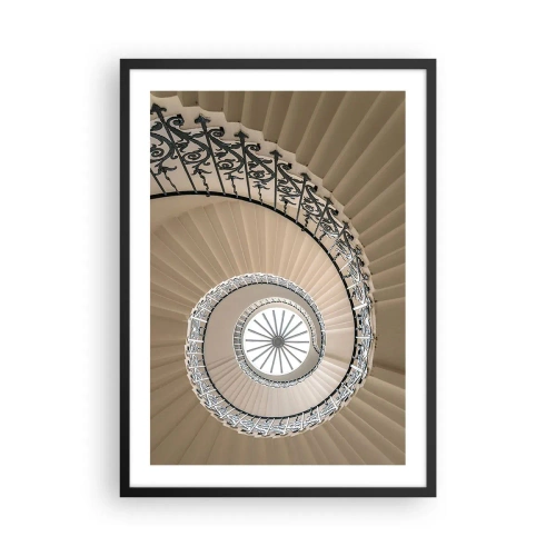 Plagát v čiernom ráme - Fotografia točitého schodiska s ozdobnou balustrádou - 50x70cm - Vnútri mušle - Moderná nástenná dekorácia do obývacej izby a spálne ARTTOR