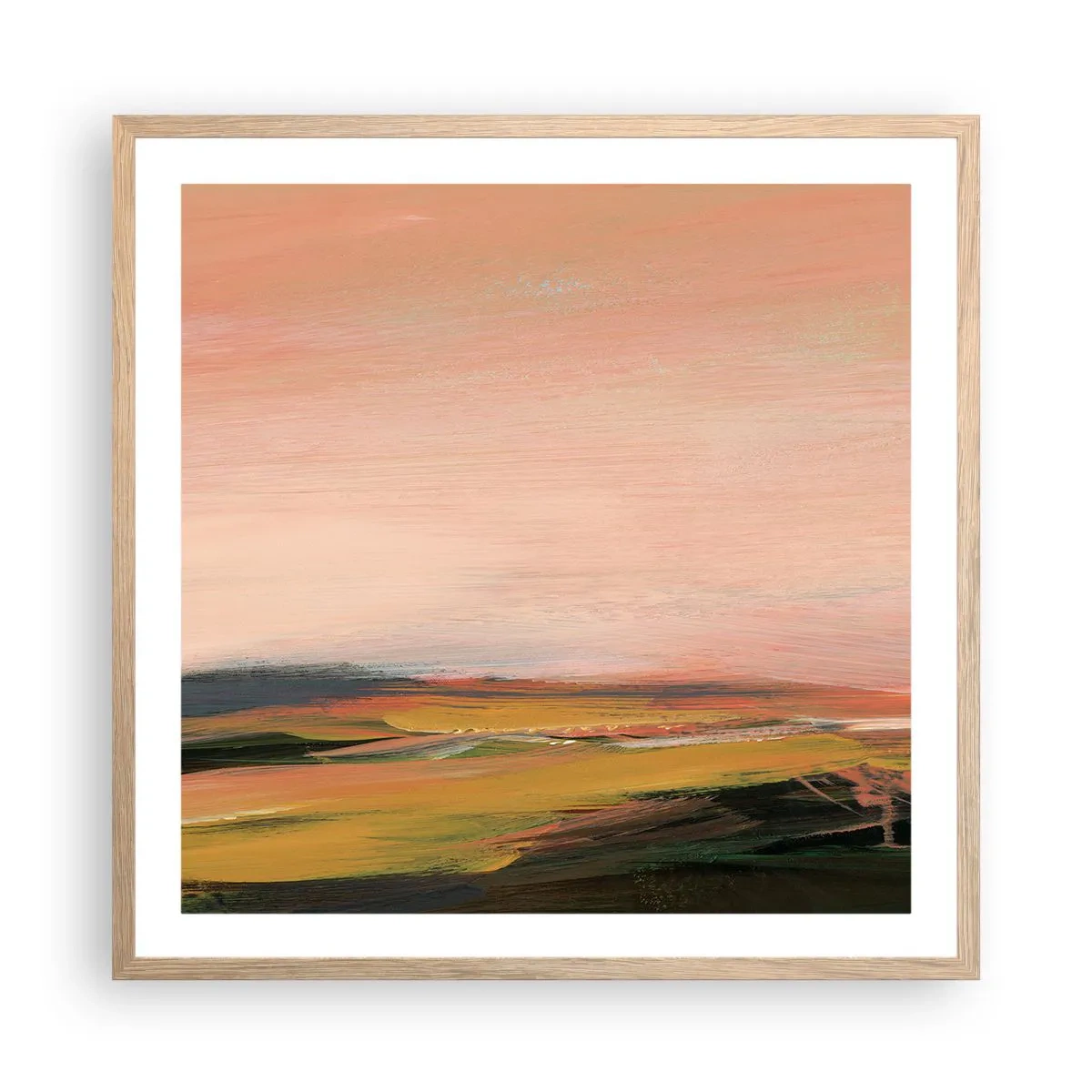 Plagát v ráme zo svetlého duba - V ružových tónoch - 60x60 cm