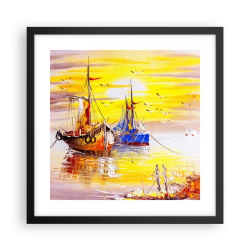 Plagát v čiernom ráme - Zaslúžený odpočinok v prístave - 40x40 cm