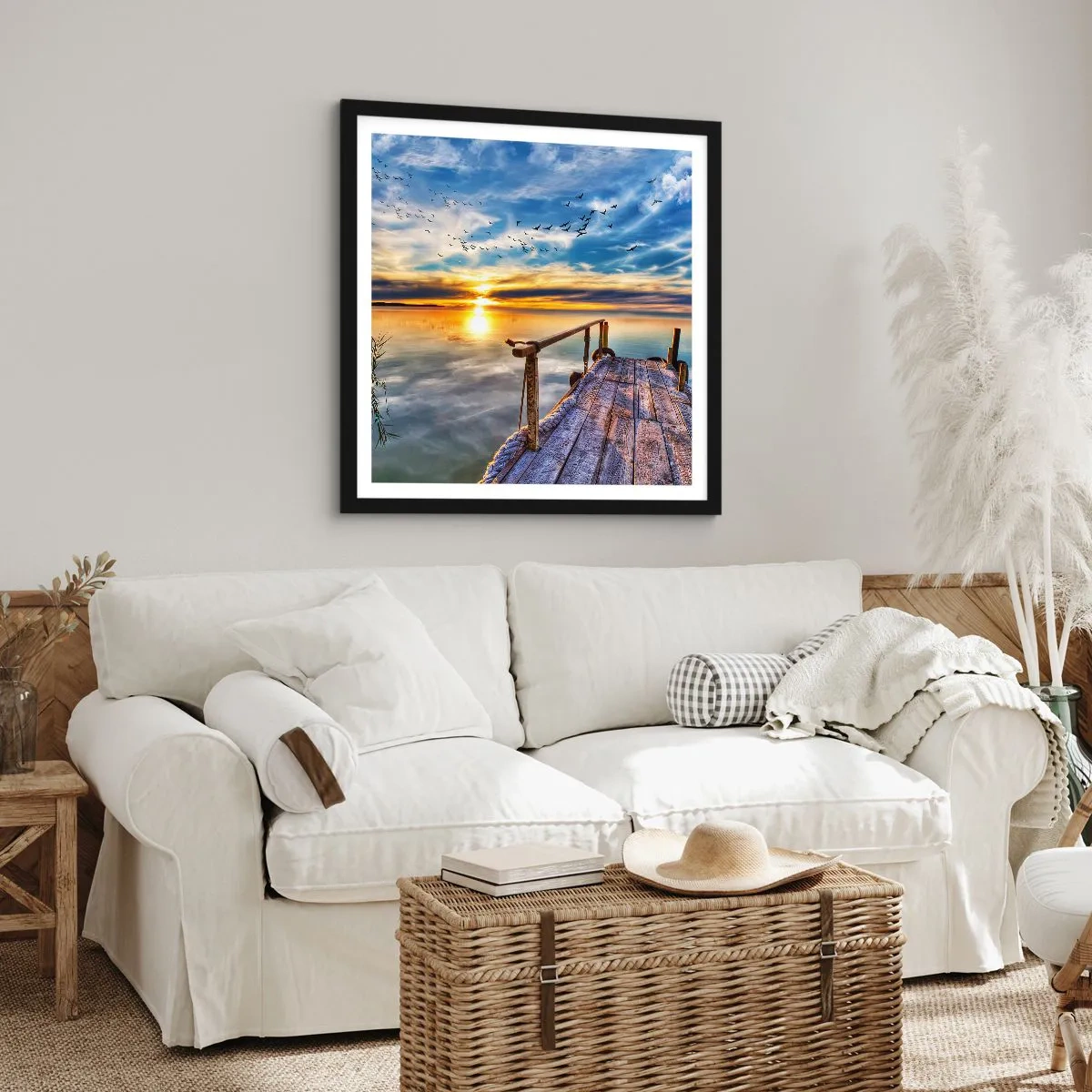 Plagát v čiernom ráme - Vietor ide odpočívať - 60x60 cm