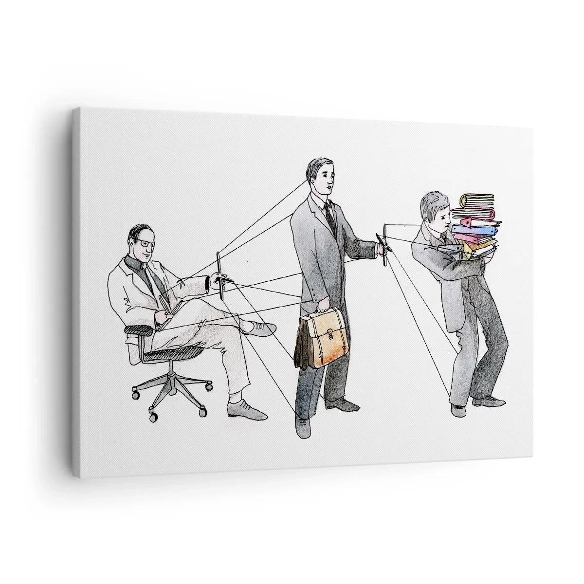 Obraz na plátne - Ilustrácia znázorňujúca ľudí ovládaných ako bábky. - 70x50cm - Každý má svojho pána - Moderná nástenná dekorácia do obývacej izby a spálne ARTTOR