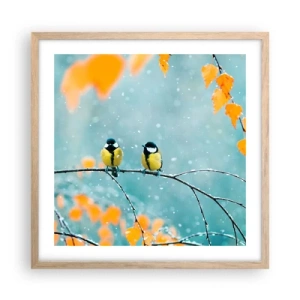 Plagát v ráme zo svetlého duba - Vtáčie klebety - 50x50 cm
