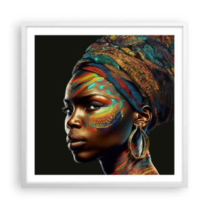 Plagát v bielom ráme - Africká kráľovná - 60x60 cm