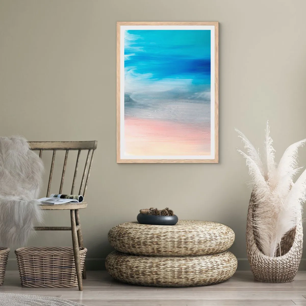 Plagát v ráme zo svetlého duba - Živly: vzduch - 70x100 cm