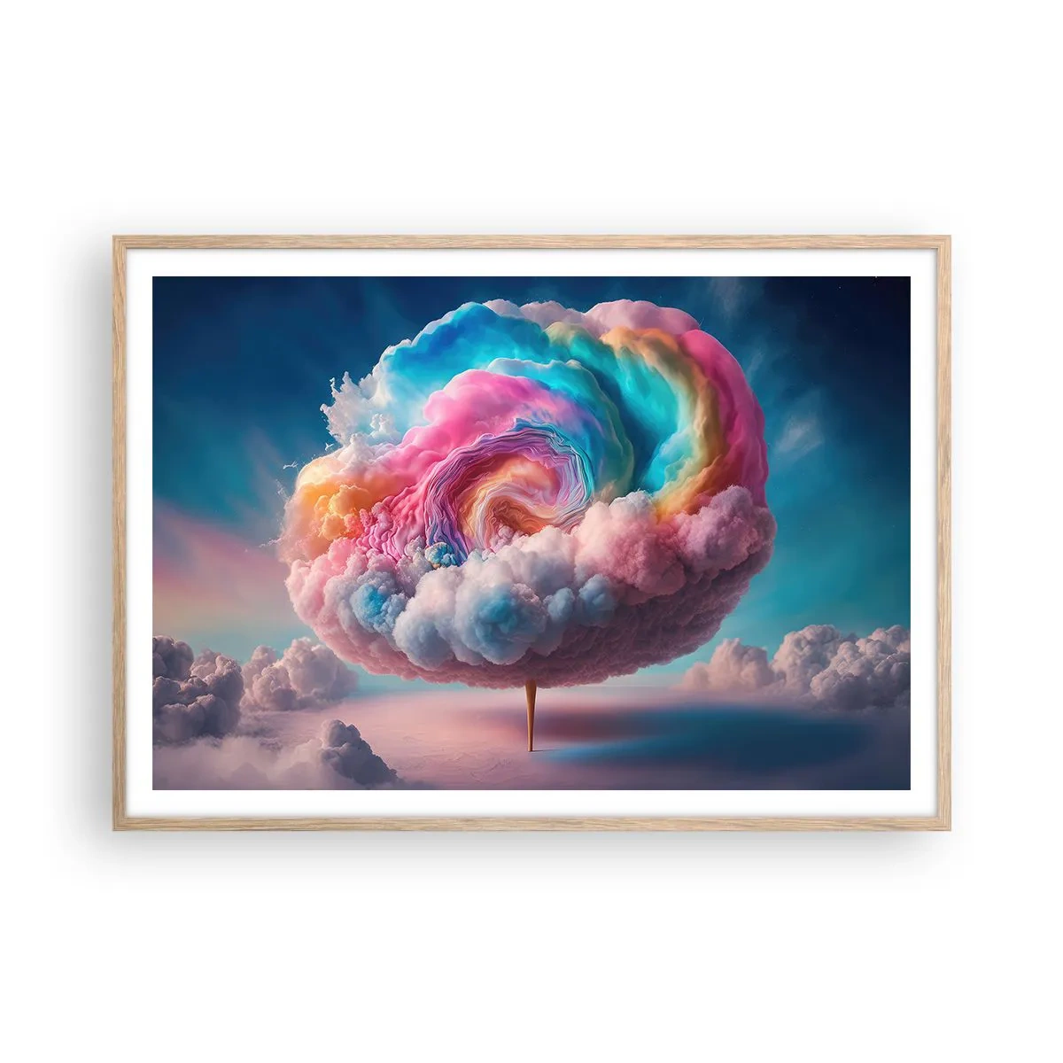 Plagát v ráme zo svetlého duba - Sen o zábavnom parku - 100x70 cm