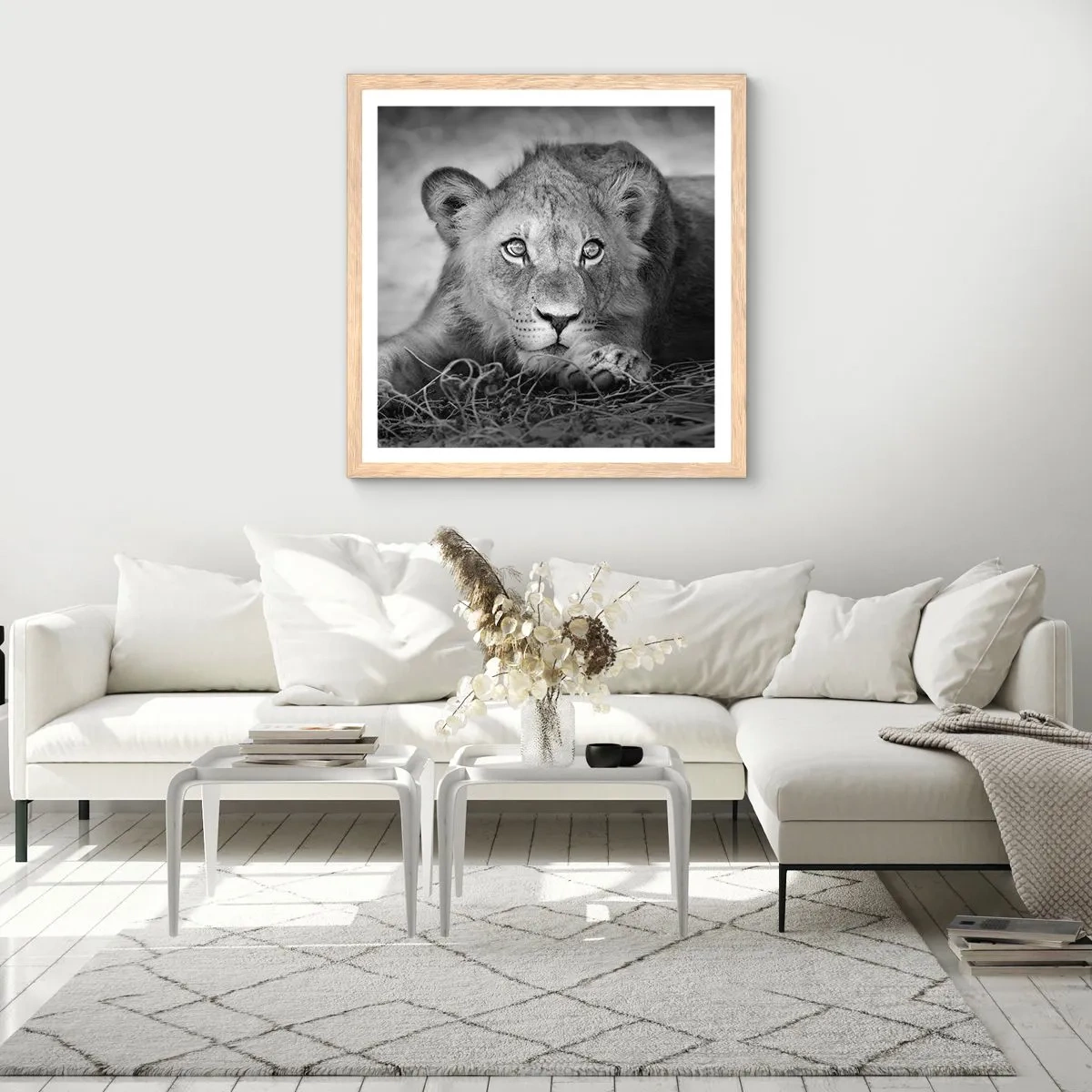 Plagát v ráme zo svetlého duba - Kráľovské šteňa - 30x30 cm